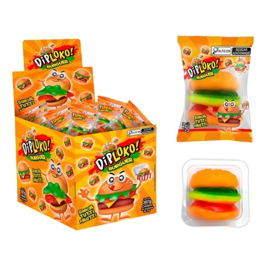 Detalhes do produto Bala Gel Burguer Dp 24Un Danilla Foods  Tutti Frutti