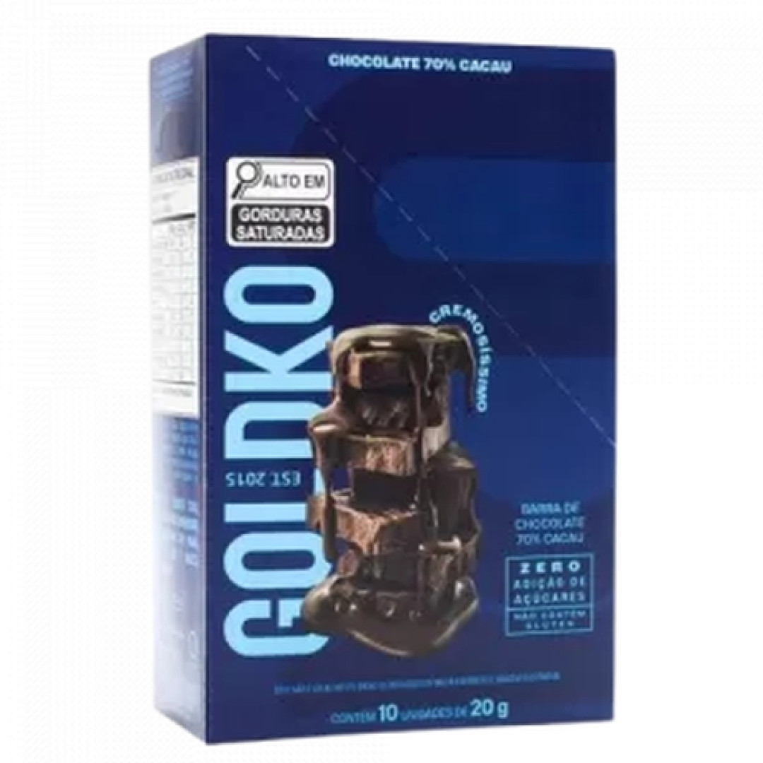 Detalhes do produto Choc 70% Zero 10X20Gr Goldko Cacau