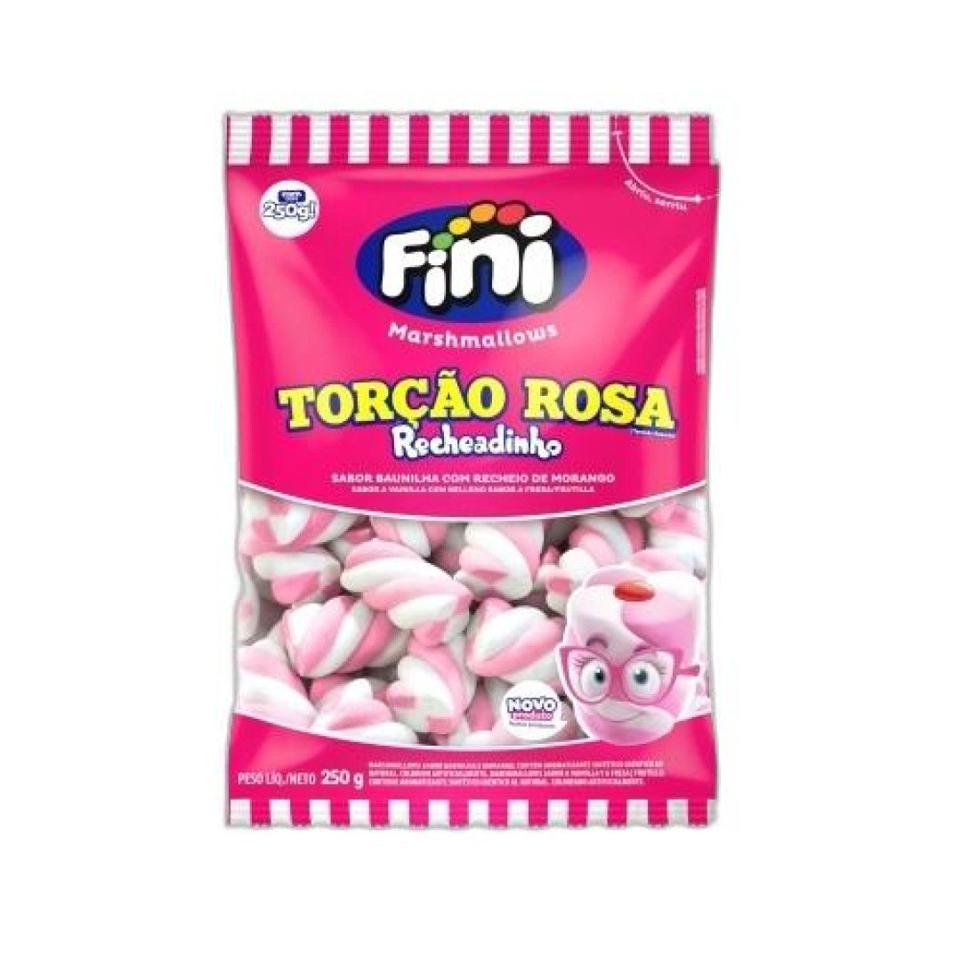 Detalhes do produto Marshmallow Rech Torcao Rosa 250Gr Fini Morango