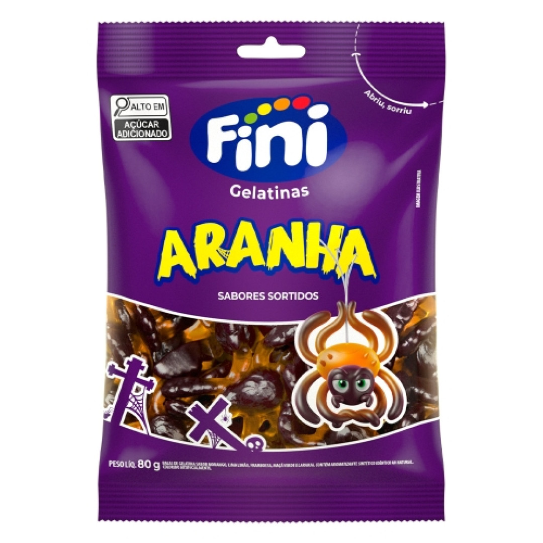 Detalhes do produto Bala Gelatina Aranha 80Gr Fini Pessego.amora