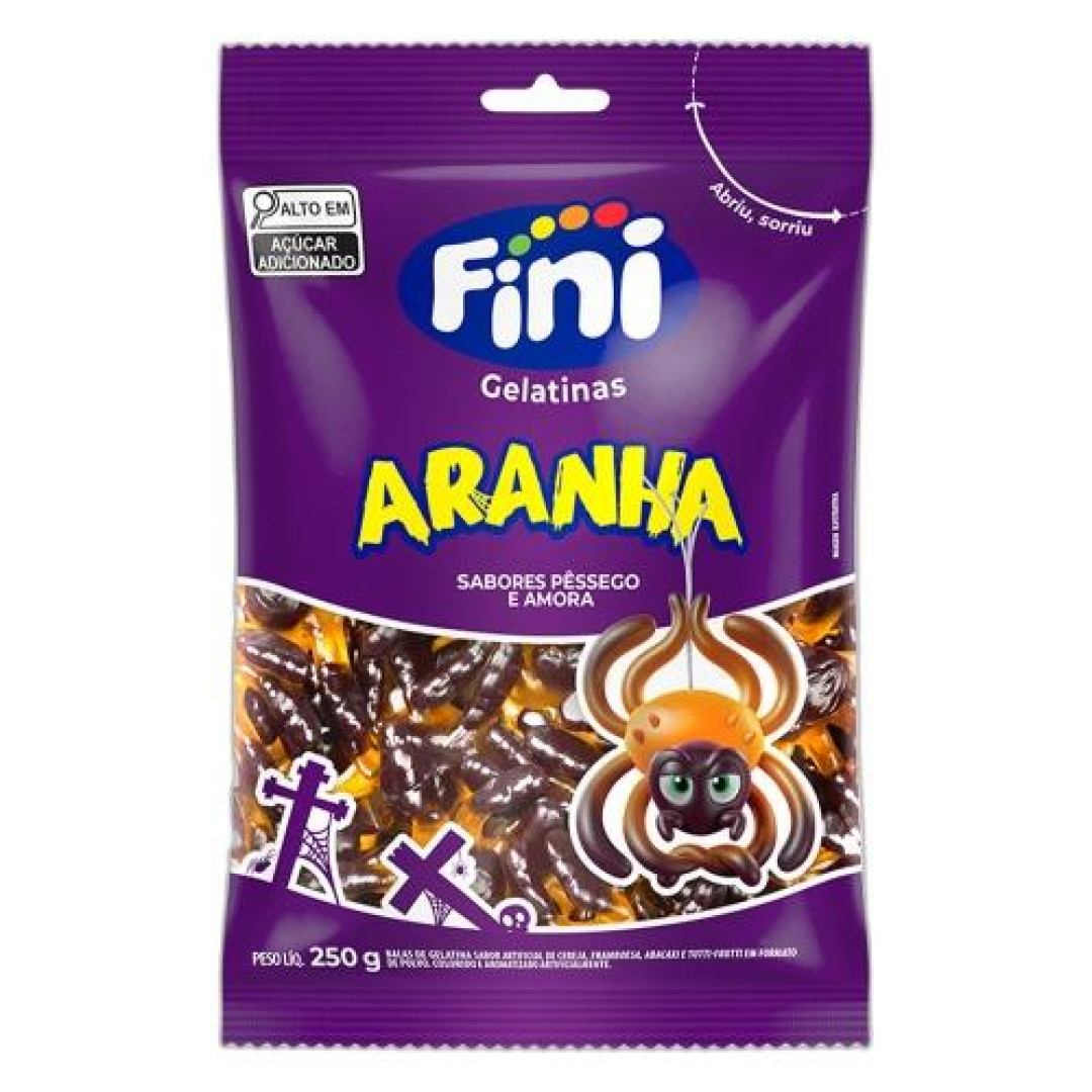 Detalhes do produto Bala Gelatina Aranha 250Gr Fini Pessego.amora