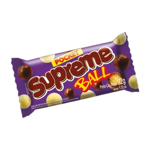 Detalhes do produto Choc Supreme Ball Pocket 30X32G Dum Dum Meio A Meio