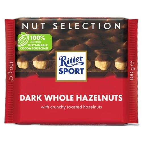 Detalhes do produto Choc Ritter Sport Whole Hazel 100Gr Alph Dark