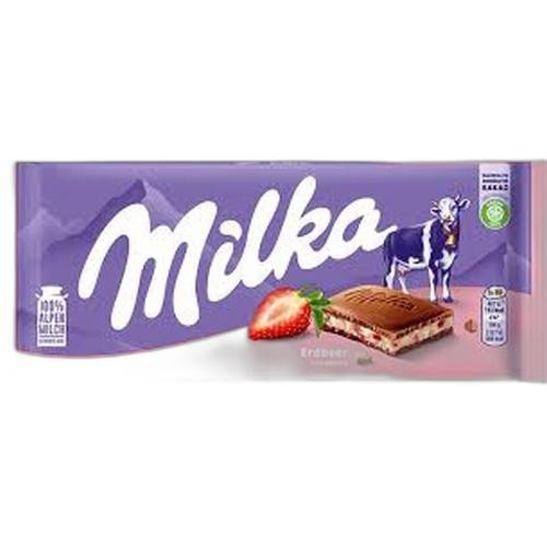 Detalhes do produto Choc Milka Strawberry 100Gr Ao Leite.morang