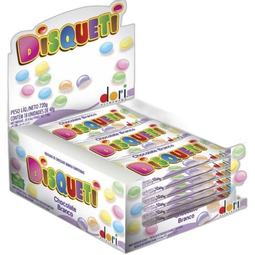 Detalhes do produto Confeito Disqueti 18X40Gr Dori Choc Bco