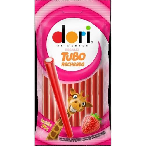 Detalhes do produto Bala Regaliz Tubo Recheado 70Gr Dori  Morango