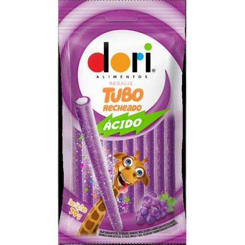 Detalhes do produto Bala Regaliz Tubo Recheado 70Gr Dori  Uva.acida