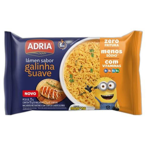 Detalhes do produto Macarrao Inst Minions 75Gr Adria Galinha Suave