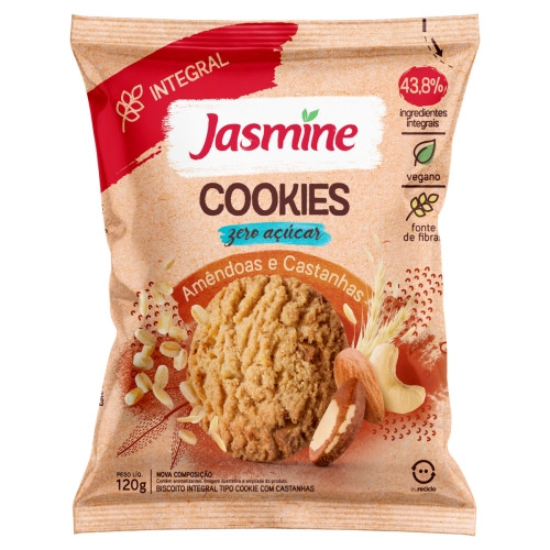 Detalhes do produto Bisc Cookies Zero Acucar 120Gr Jasmine Amend.castanha