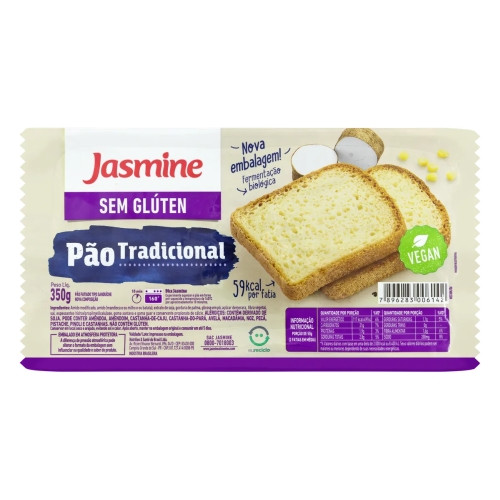 Detalhes do produto Pao Forma Sem Gluten 350Gr Jasmine  Tradicional