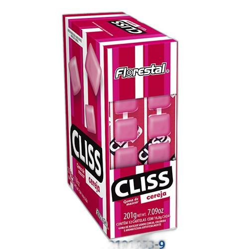 Detalhes do produto Chicle Cliss Dp 12Un Florestal Cereja