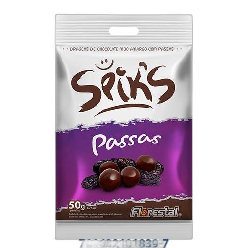 Detalhes do produto Choc Spiks 50Gr Florestal Passas