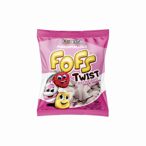 Detalhes do produto Marshmallow Rech Fofs Twist 220Gr Flores Iogurte Morango