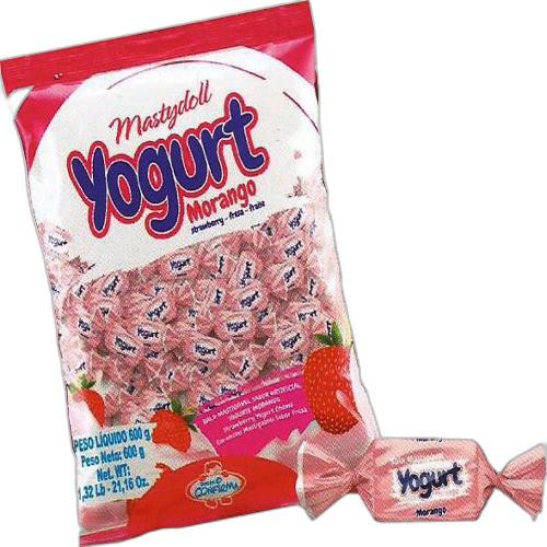 Detalhes do produto Bala Mast Mastydoll Pc 600Gr Confirma Iogurte Morango