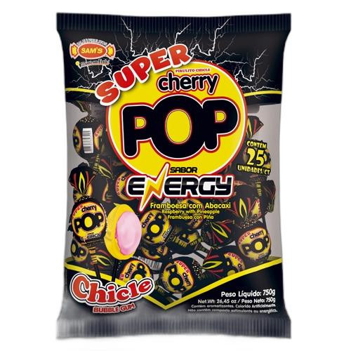 Detalhes do produto Pirl Chicle Super Cherry Pop 25Un Sams Energy