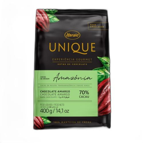 Detalhes do produto Choc Gotas Unique 70% Cacau 400Gr Harald Amargo