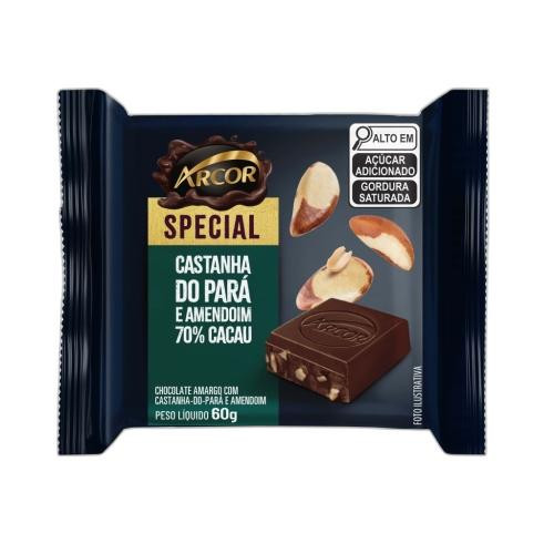 Detalhes do produto Choc Special 70% 60Gr Arcor Amendoim.castan