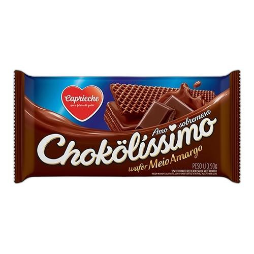 Detalhes do produto Bisc Wafer Chokolissimo 90Gr Capricche Meio Amargo