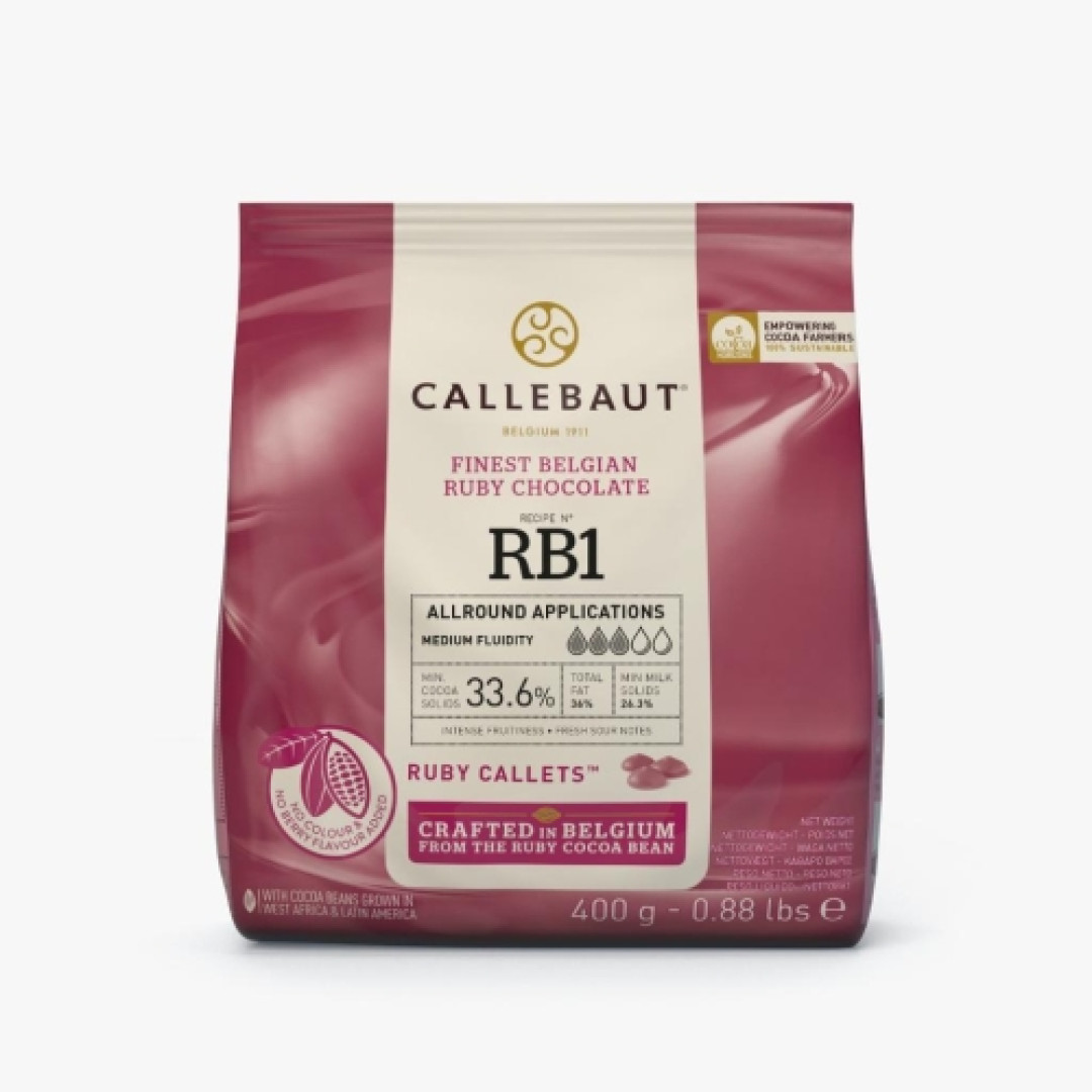 Detalhes do produto Cobert Gotas 32,5% Cacau 400Gr Callebaut Ruby.chocolate