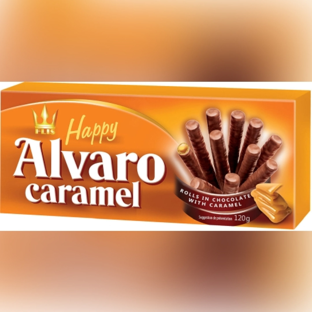 Detalhes do produto Bisc Happy Alvaro 120Gr Flis Caramelo