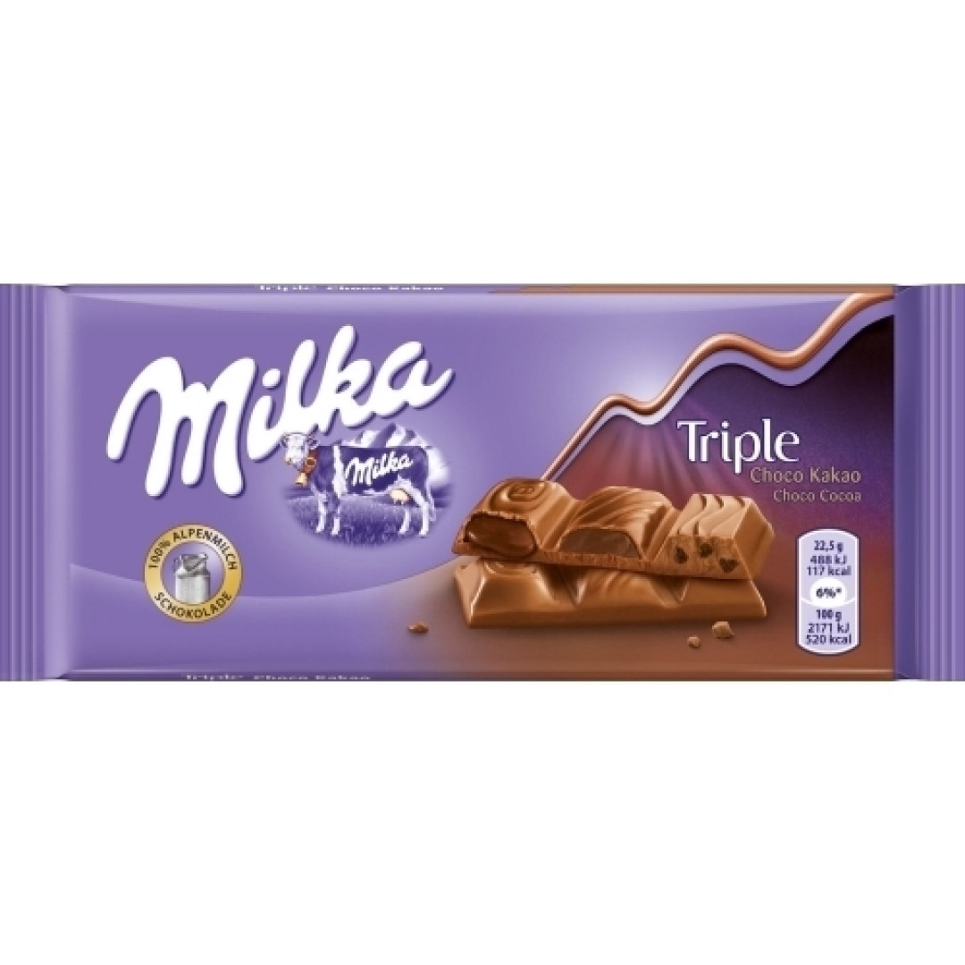 Detalhes do produto Choc Milka Triple 90Gr Cocoa