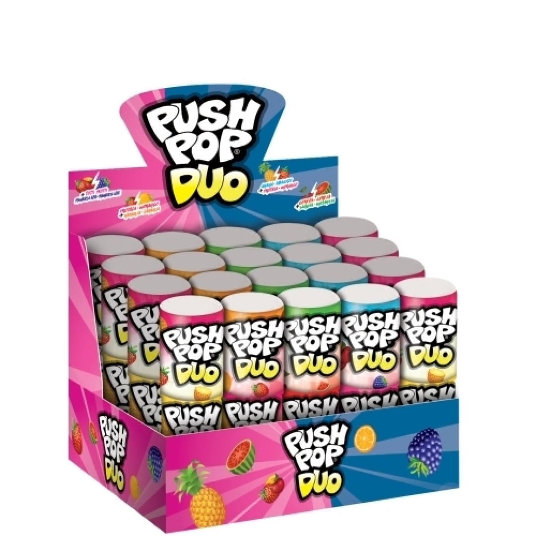 Detalhes do produto Pirl Push Pop Duo 20Un Bazooka Frutas