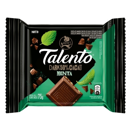 Detalhes do produto Choc Talento 50% Dark 75Gr Garoto Menta