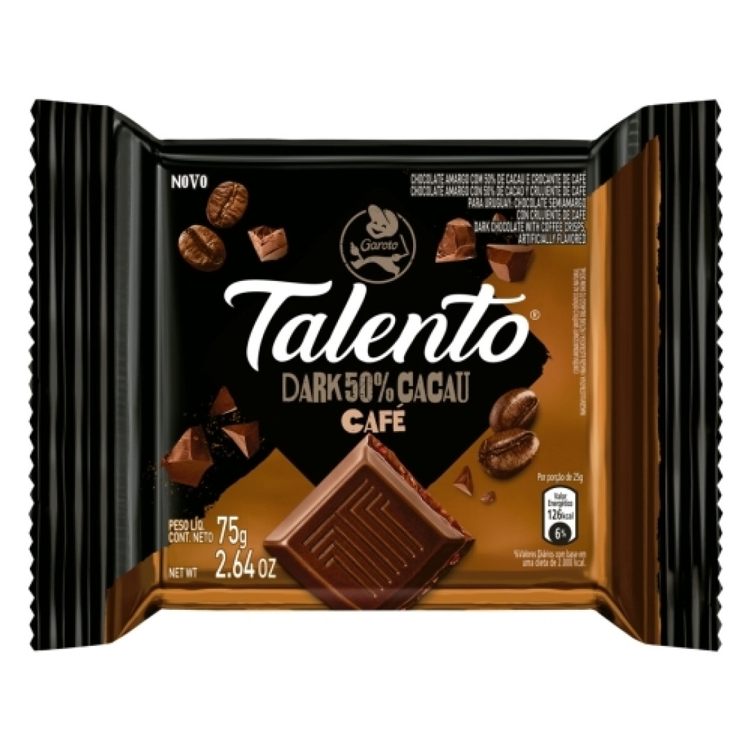 Detalhes do produto Choc Talento 50% Dark 75Gr Garoto Cafe