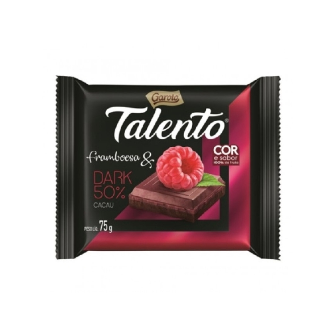 Detalhes do produto Choc Talento 50% Dark 75Gr Garoto Framboesa
