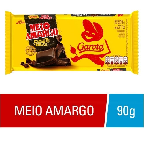 Detalhes do produto Choc 90Gr Garoto Meio Amargo
