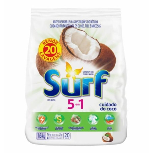 Detalhes do produto Lava Roupa Po Surf Pc 1,6Kg Unilever Cuidado Coco