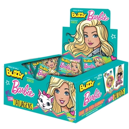 Detalhes do produto Chicle Buzzy Barbie 100Un Riclan Hortela