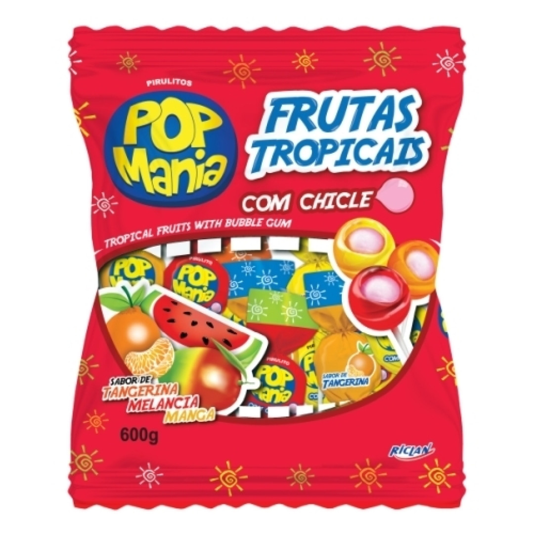 Detalhes do produto Pirl Chicle Pop Mania 50Un Riclan Frutas Tropicai