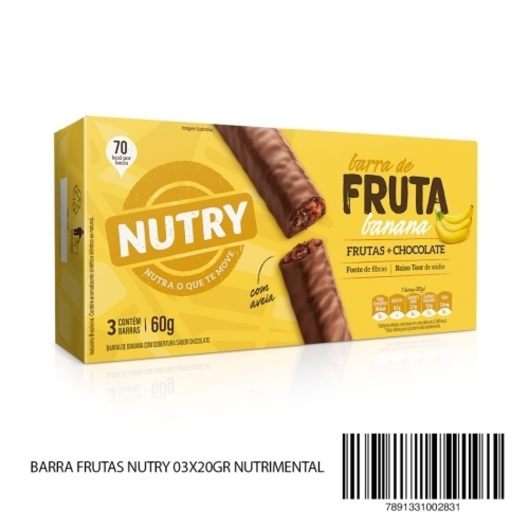 Detalhes do produto Barra Frutas Nutry 03X20Gr Nutrimental Banana.choc