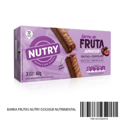 Detalhes do produto Barra Frutas Nutry 03X20Gr Nutrimental Ameixa.banana
