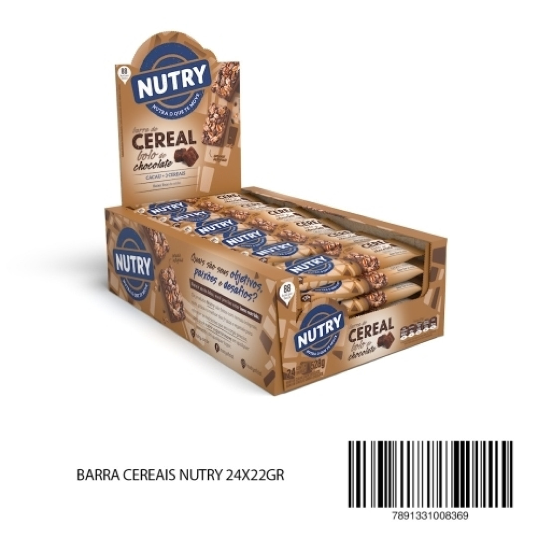 Detalhes do produto Barra Cereais Nutry 24X22Gr Bolo Chocolate