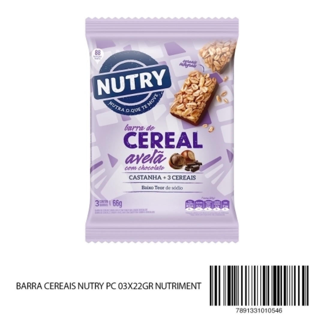 Detalhes do produto Barra Cereais Nutry 03X22Gr Nutriment Avela.chocolate