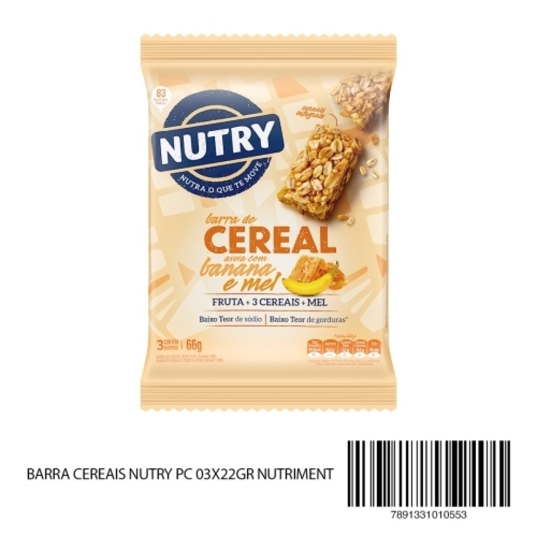 Detalhes do produto Barra Cereais Nutry 03X22Gr Nutriment Banan.aveia.mel