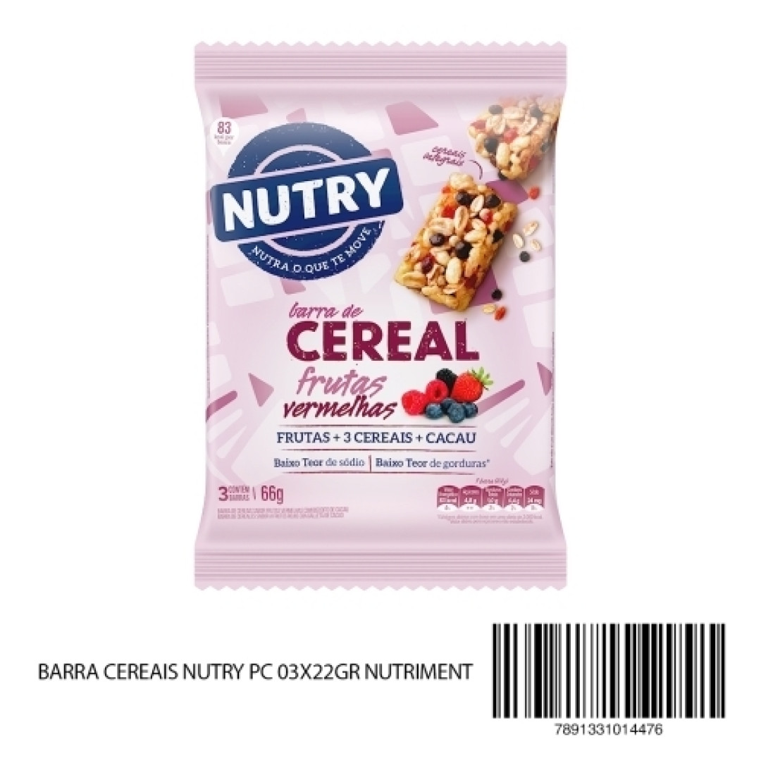 Detalhes do produto Barra Cereais Nutry 03X22Gr Nutriment Frutas Vermelha