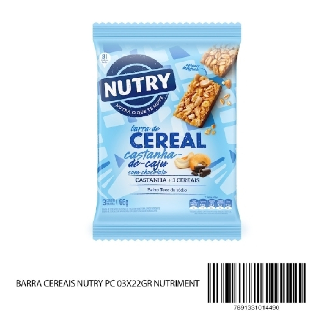 Detalhes do produto Barra Cereais Nutry 03X22Gr Nutriment Choc.caju