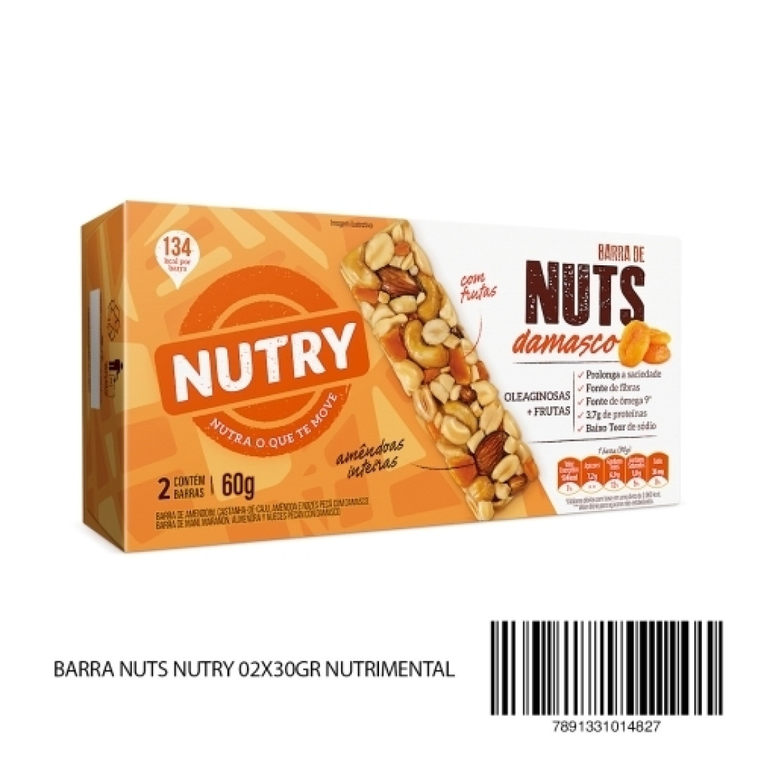 Detalhes do produto Barra Nuts Nutry 02X30Gr Nutrimental Damasco
