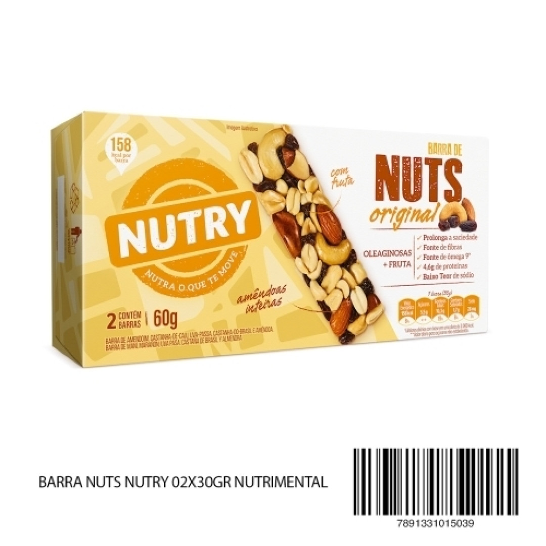 Detalhes do produto Barra Nuts Nutry 02X30Gr Nutrimental Cast Para.caju