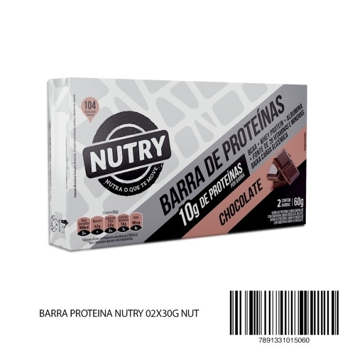 Detalhes do produto Barra Proteina Nprotein Nutry 02X30G Nut Chocolate