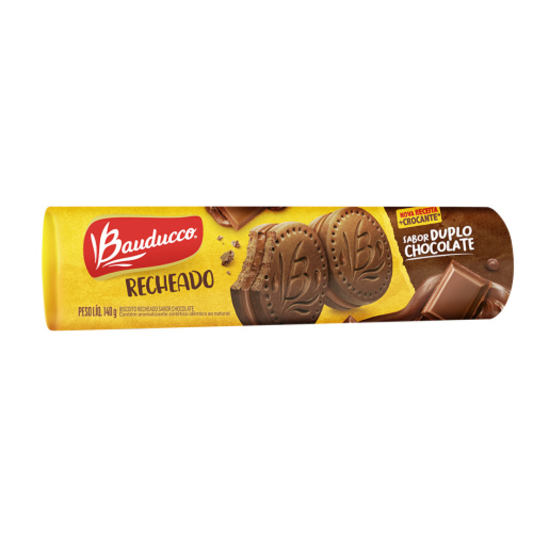 Detalhes do produto Bisc Rech 140Gr Bauducco Duplo Chocolate