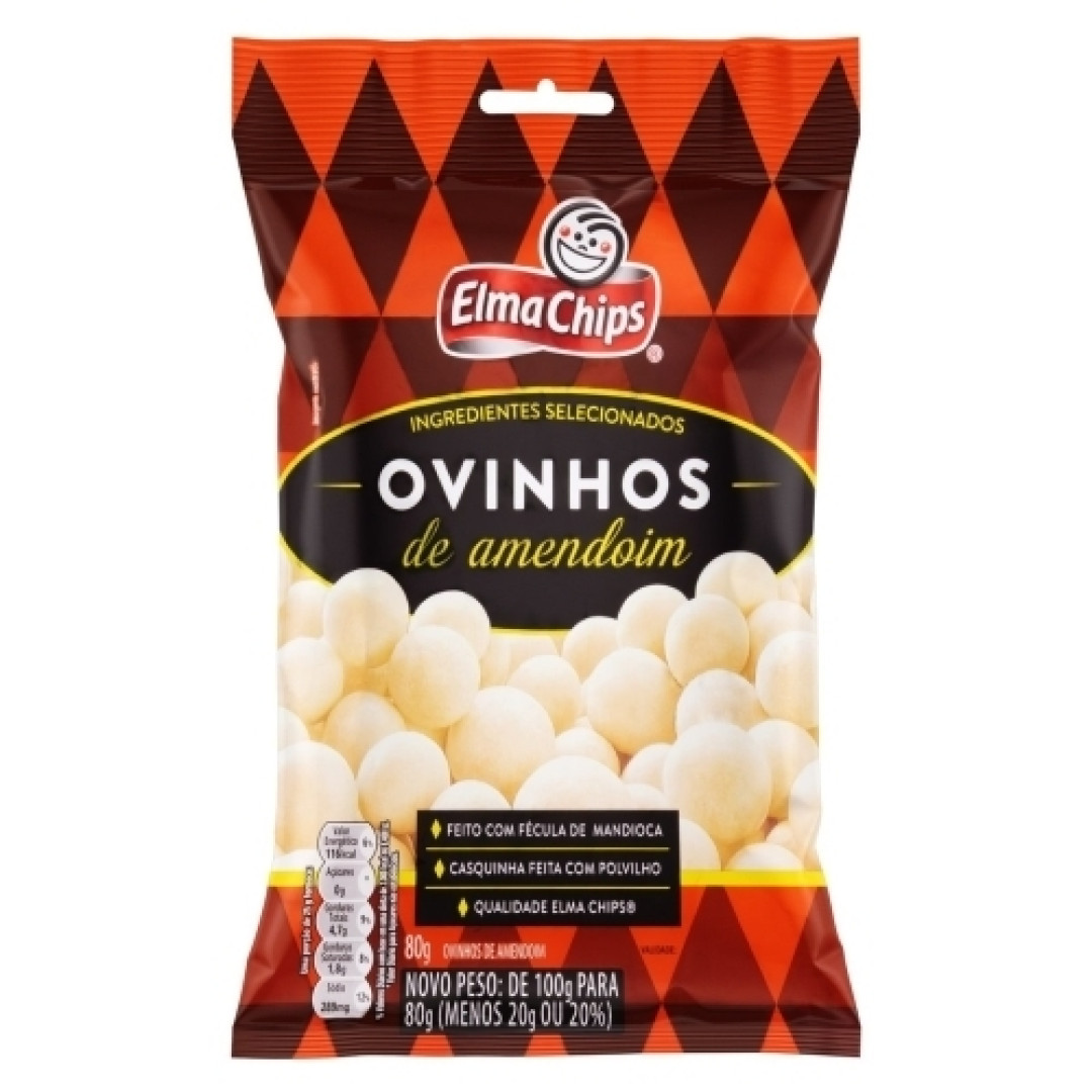 Detalhes do produto Ovinhos Amendoim 80Gr Elma Chips Salgado