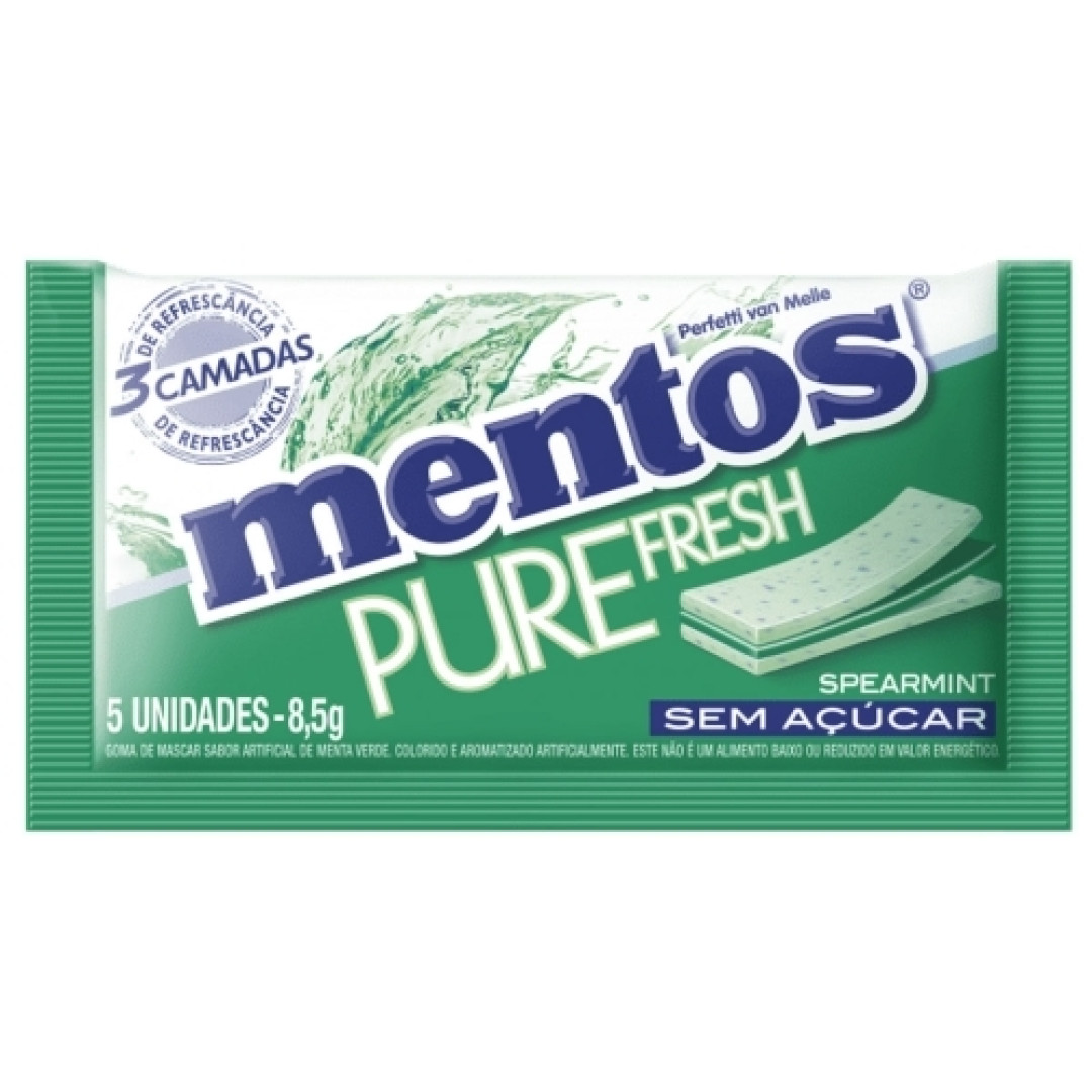 Detalhes do produto Chicle Mentos Pure Fresh 3 Camadas 15Un Menta Verde