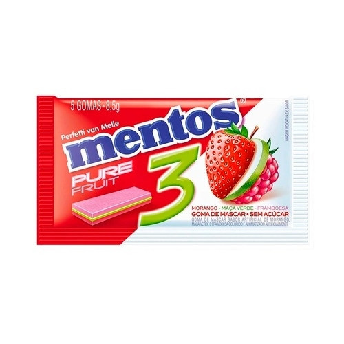 Detalhes do produto Chicle Mentos Pure Fruit 3 Camadas 15Un  Frutas Sort
