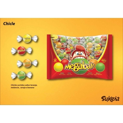 Detalhes do produto Chicle Megaball Pc 80Un Sukest Frutas
