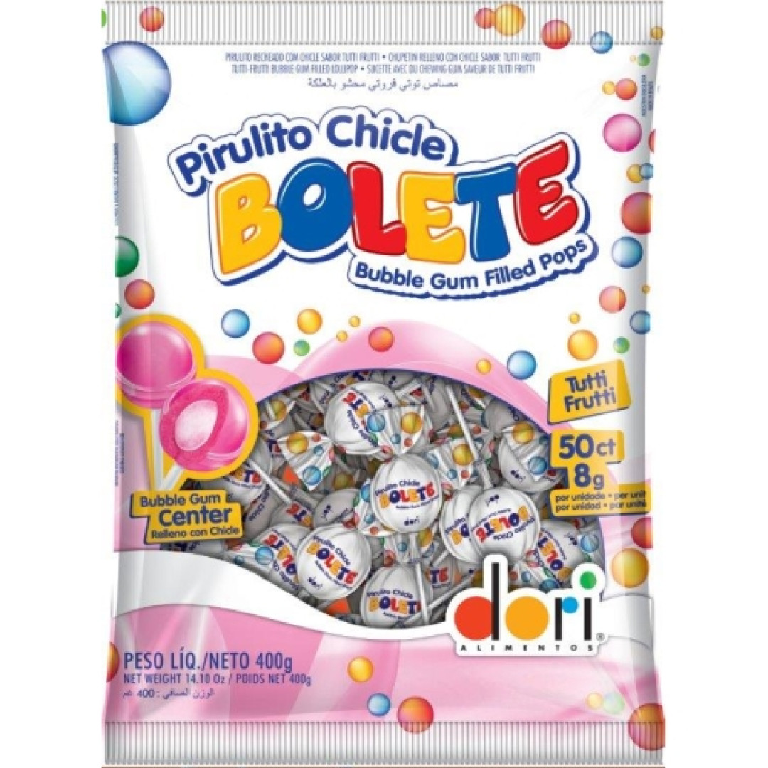 Detalhes do produto Pirl Chicle Bolete 50Un 400Gr Dori Tutti Frutti