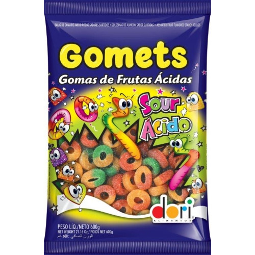 Detalhes do produto Goma Gomets Sour Rings 600Gr Dori Citrico